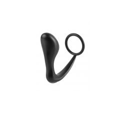 Ass-Gasm Silicone Cockring Plug - Black 